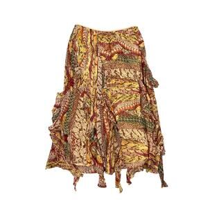 Vintage Nostalgia Womens Size PP Rayon Ruffle Boho Midi Skirt